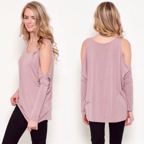 "Callie" Cold Shoulder Long Sleeve Tee - Picture 3 of 5